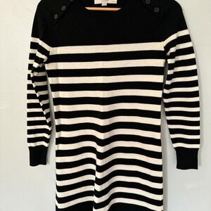 Anne Taylor Loft Black and White Striped Sweater Dress